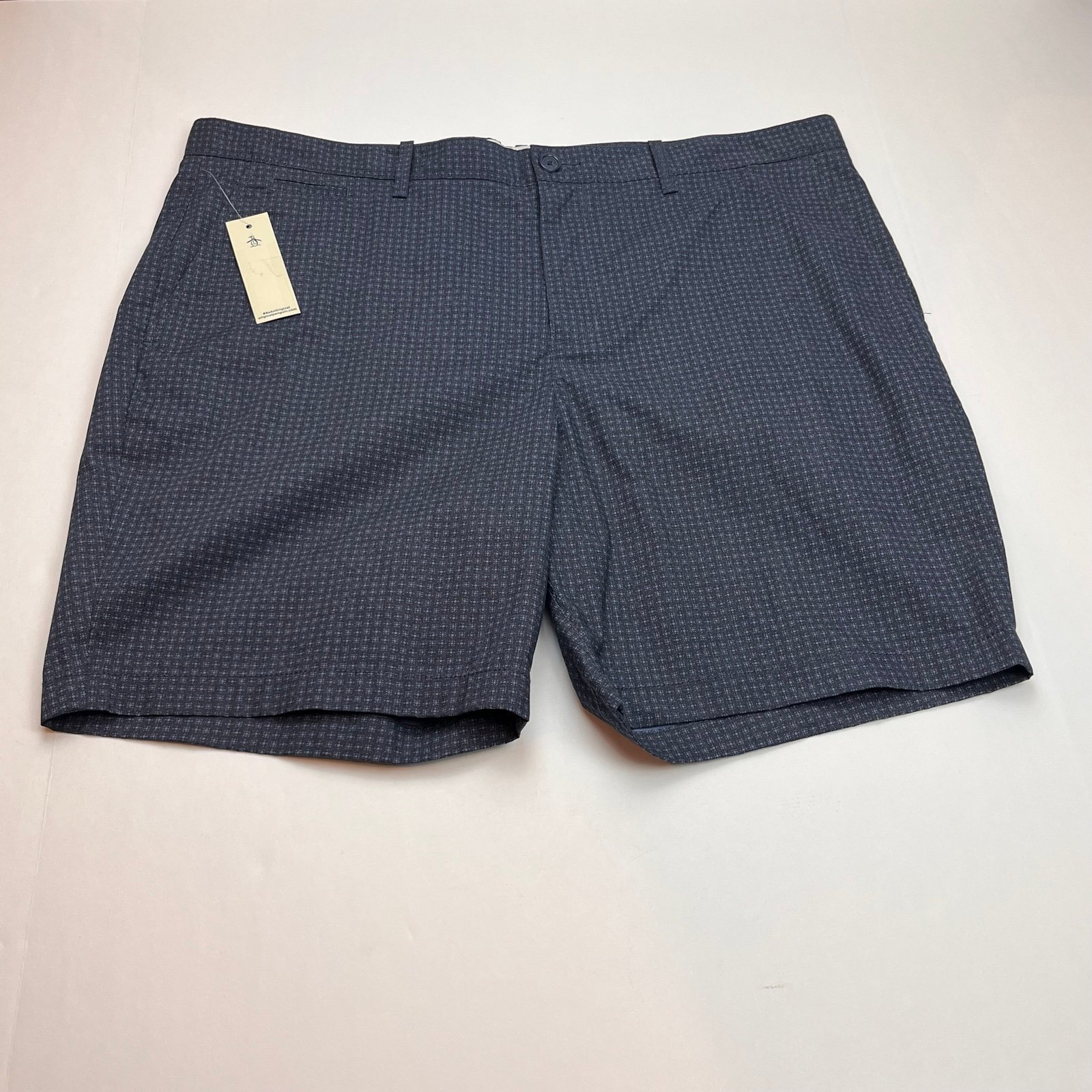 Original Penguin Men Size 40 Blue Slim Fit 8 Inseam Shorts Moisture Wicking NEW