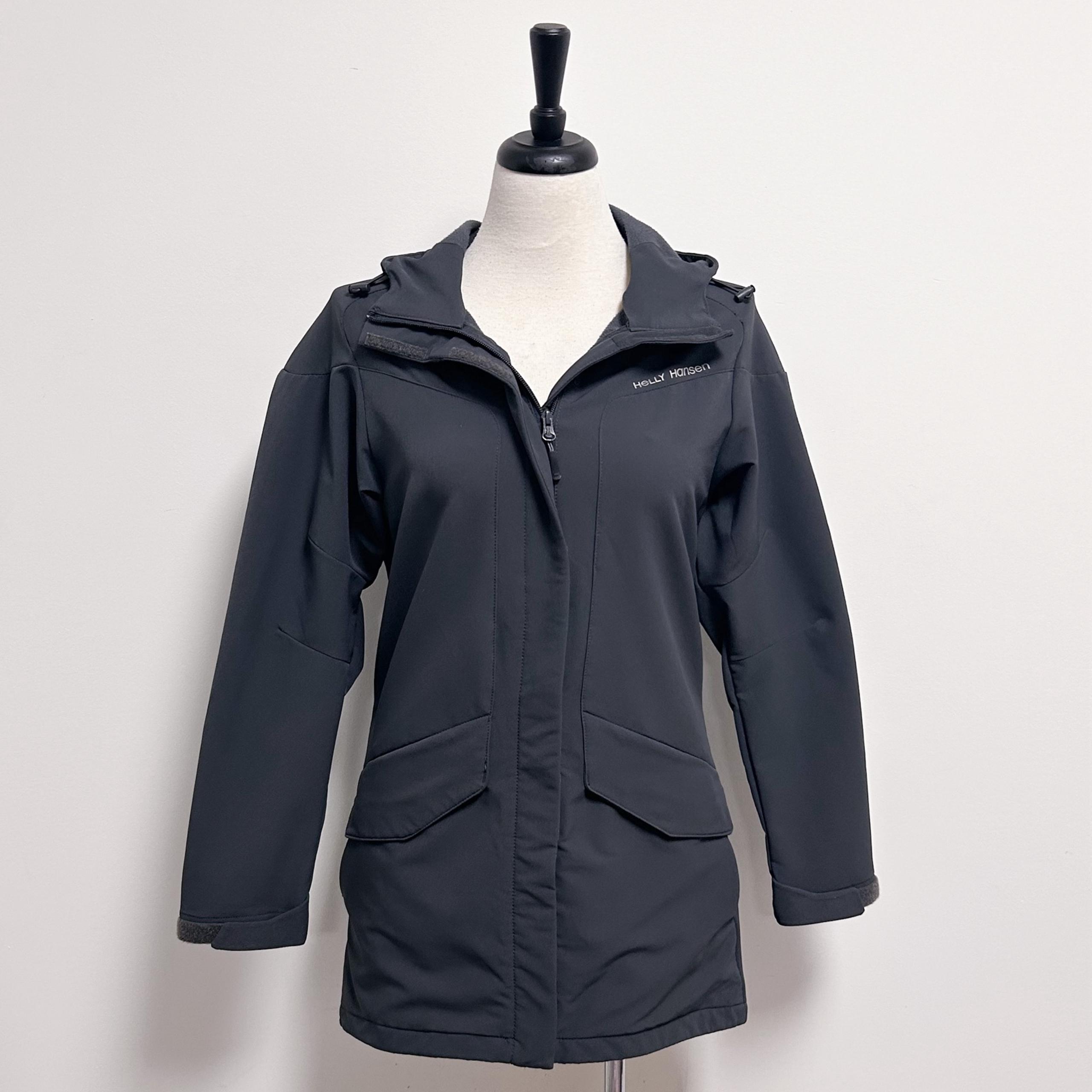 Helly Hansen Grey Soft Shell Hilton Hooded Zip Up Mid Length Parka Womens Medium
