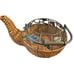 Vintage Wicker Teapot Basket w/ Metal Handle & Grapevine Accents Rustic Kitchen
