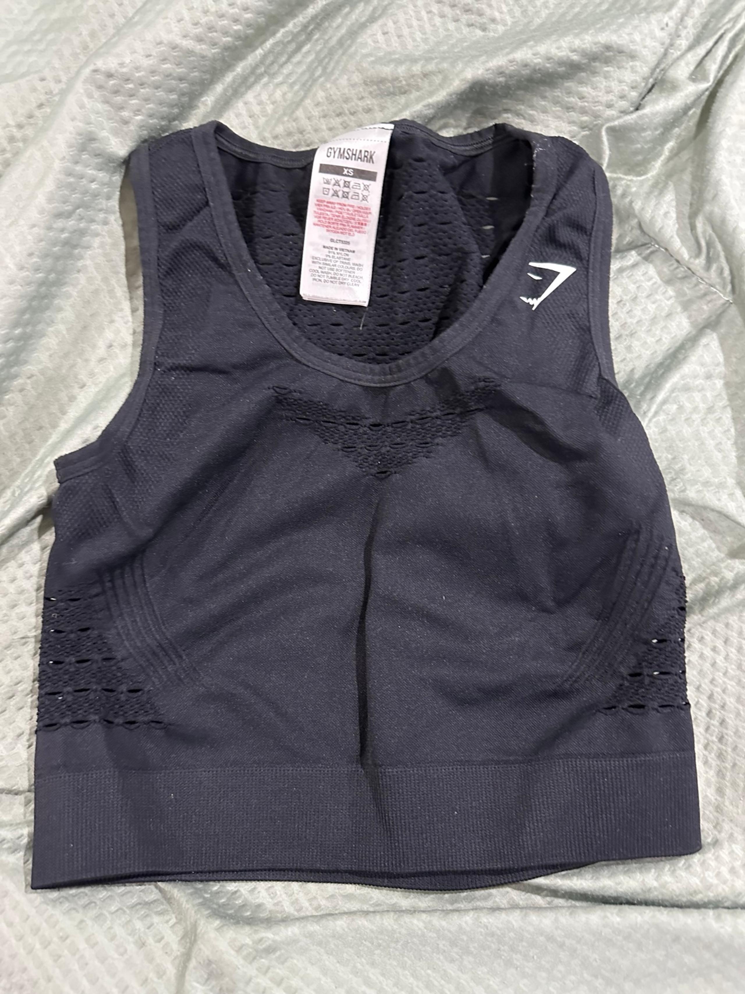 XS Gymshark Black Sports Bra Women's Energy Longline Crop Top Seamless
