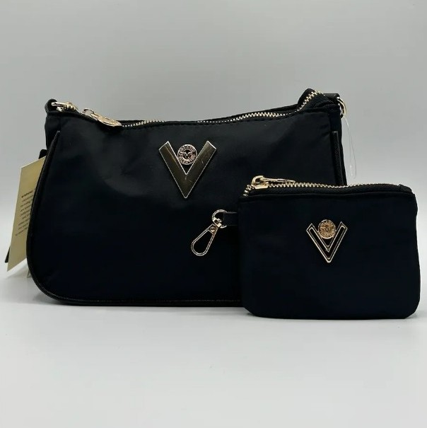 Valentino Orlandi Nylon Black Crossbody Bag with Wallet and extra strap NWT