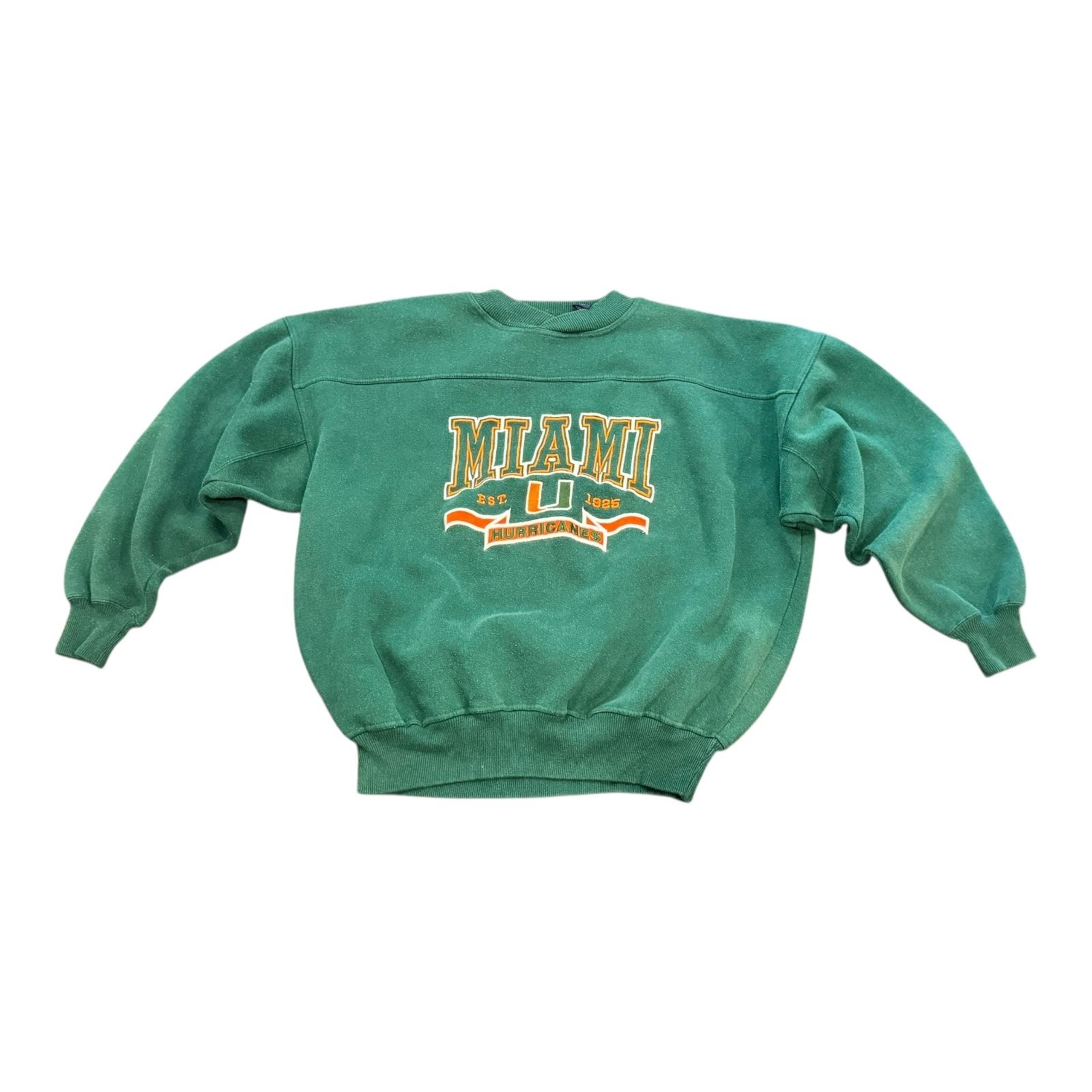 Vintage 90's Y2K Star Player Miami Hurricanes Sweatshirt V Neck Green XL