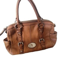 Fossil Vintage Maddox Shoulder Bag Pebbled Leather Tan Purse