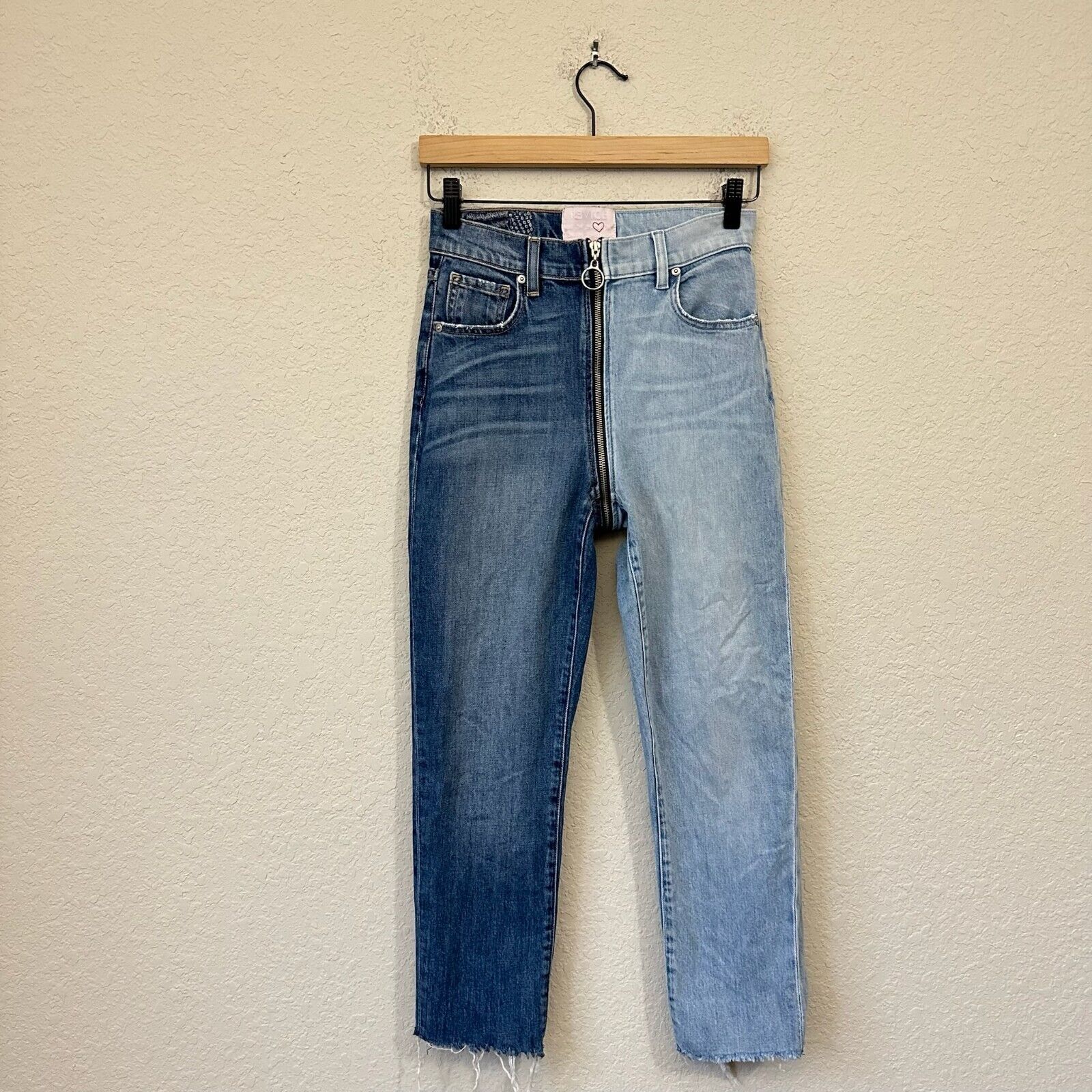 REVICE Yin Yang Crop Jeans High Rise Zip-Around in Tokyo Wash Blue