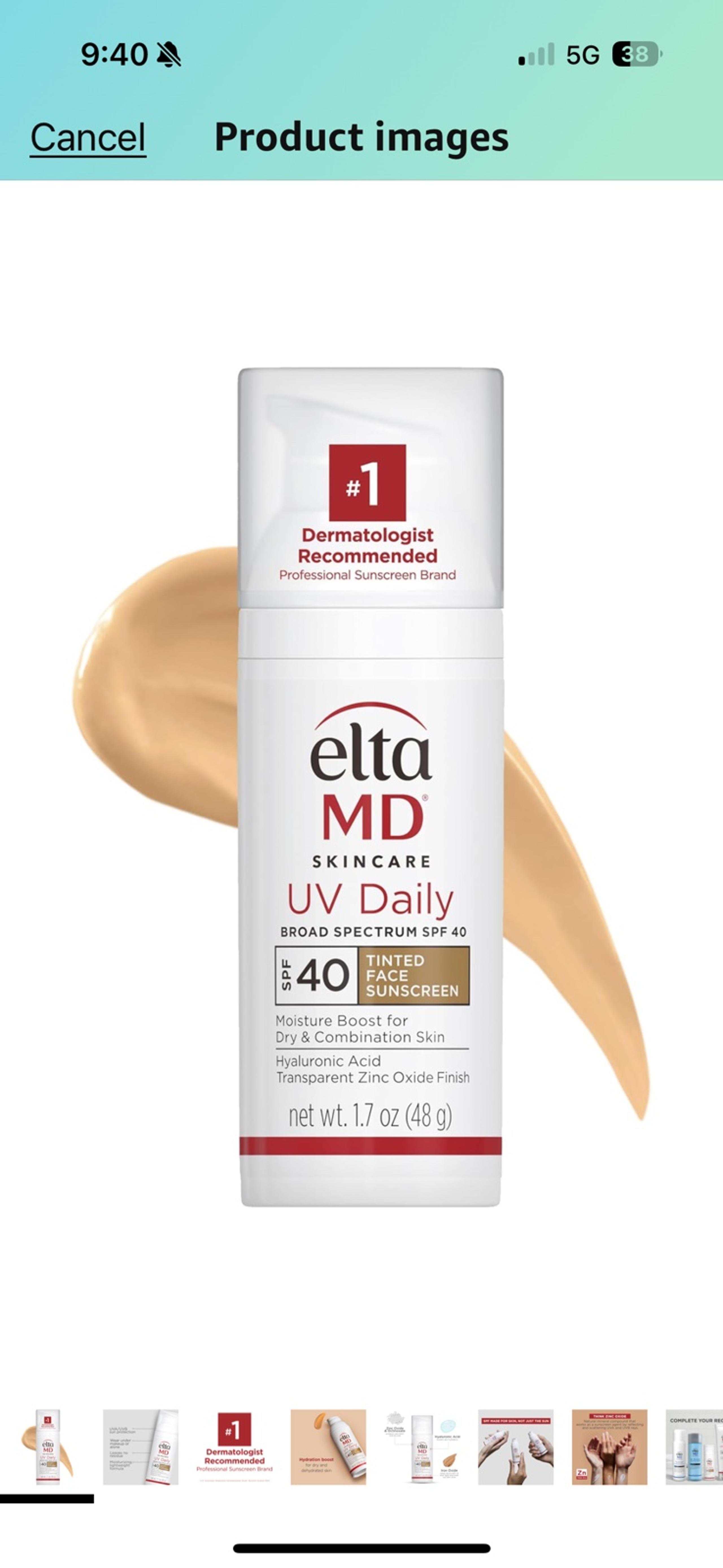 NEW EltaMD UV Daily SPF 40 Tinted Face Sunscreen Moisturizer - Elta MD