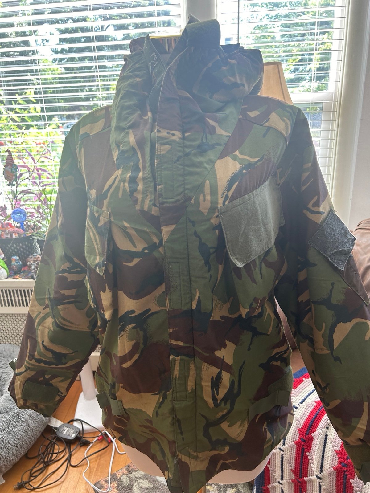 Vintage 1983 US Army Military Chemical Protective Woodland Camo 80s Jacket Large