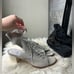 Miista London EU 38 US 8 leather metallic silver lace up wrap open toe heels