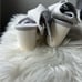 Miista London EU 38 US 8 leather metallic silver lace up wrap open toe heels