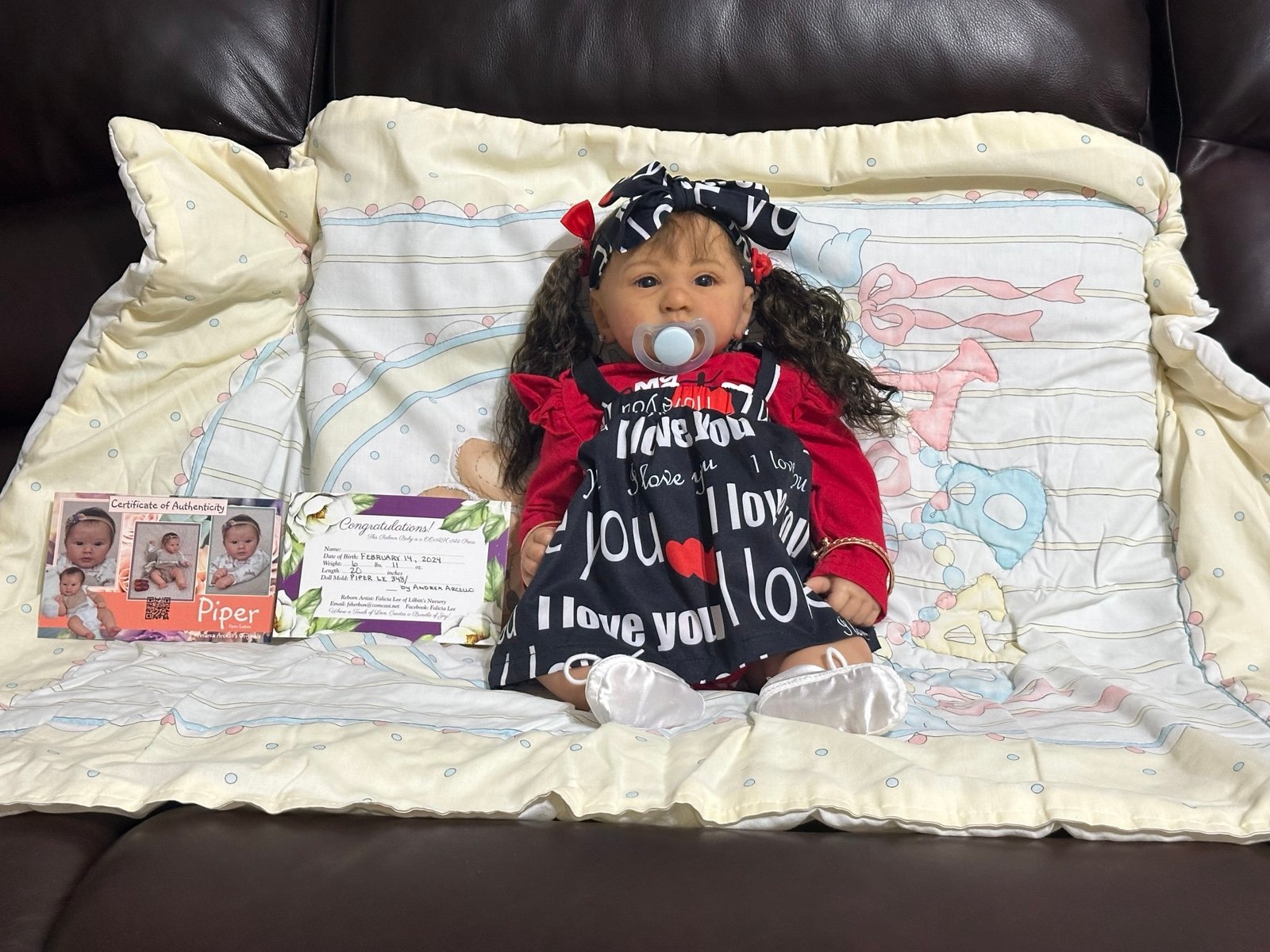 Valentine’s Day Vinyl Reborn Baby Doll 20” 6lbs Piper Le 348/ Mold