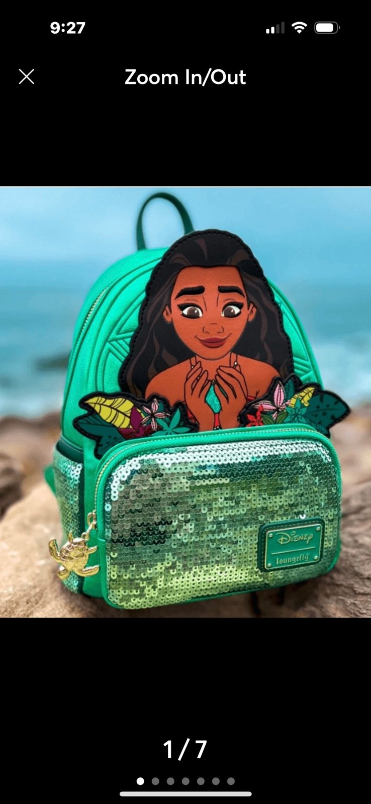 NEW Disney Glow in the Dark Moana Heart of Te Fiti Sequins Loungefly