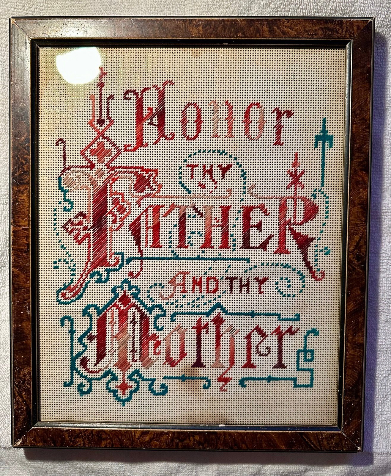 Vintage Victorian punch paper Motto sampler