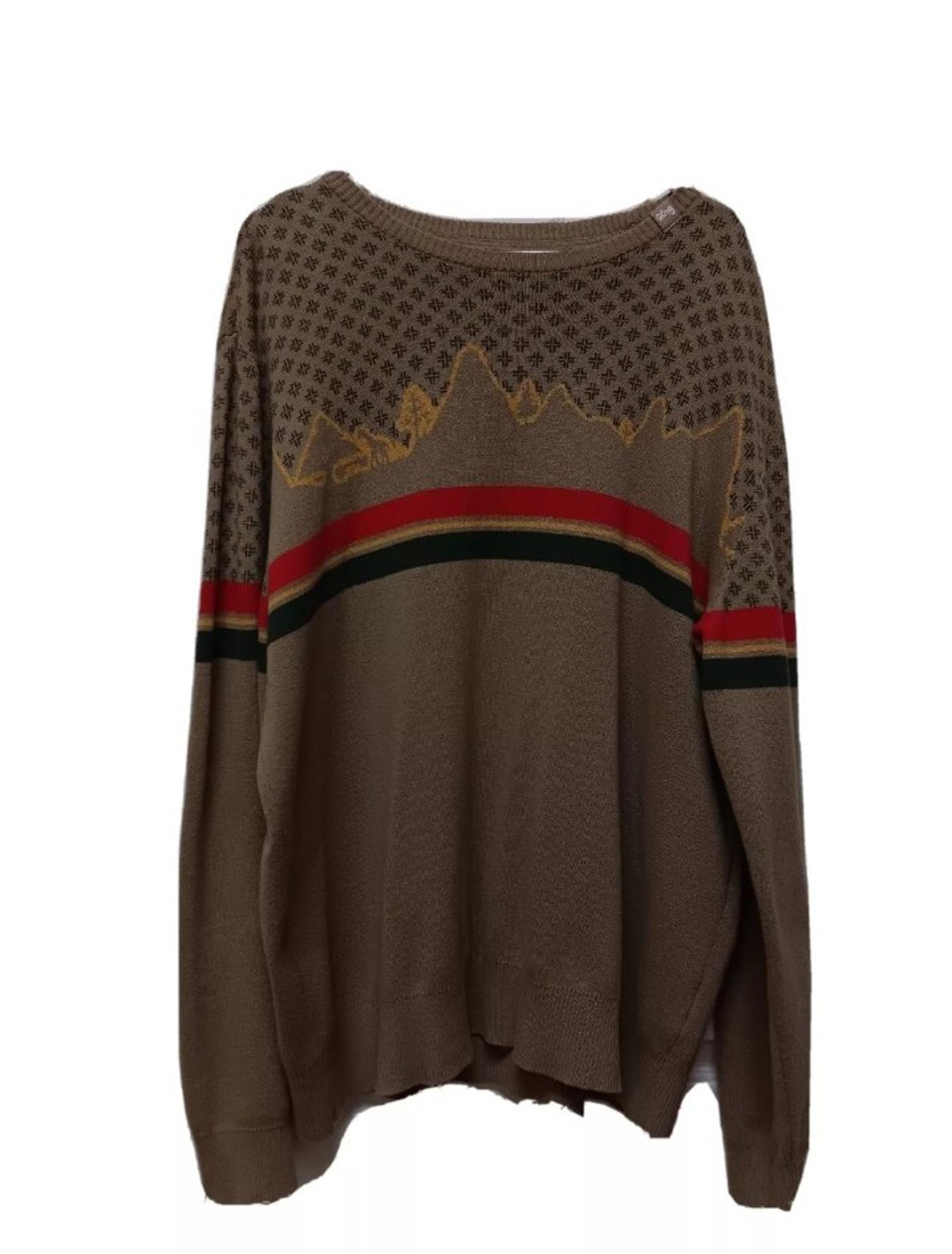 Tan Striped Knit Crewneck Streetwear Skater Wonderland Sweater Mens XL - LRG