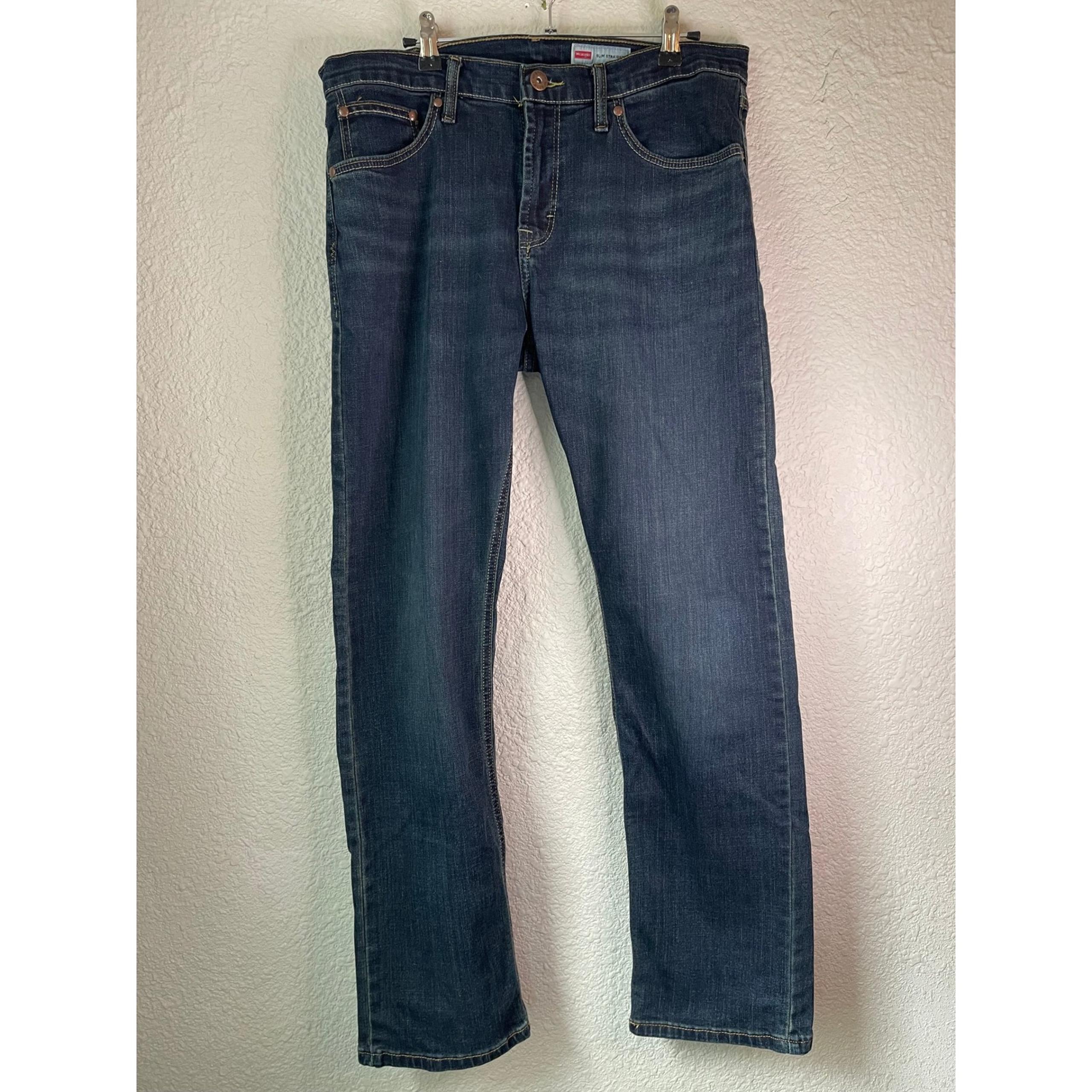 Wrangler Slim Straight Jeans Dark Wash Denim Casual Pants 32x30