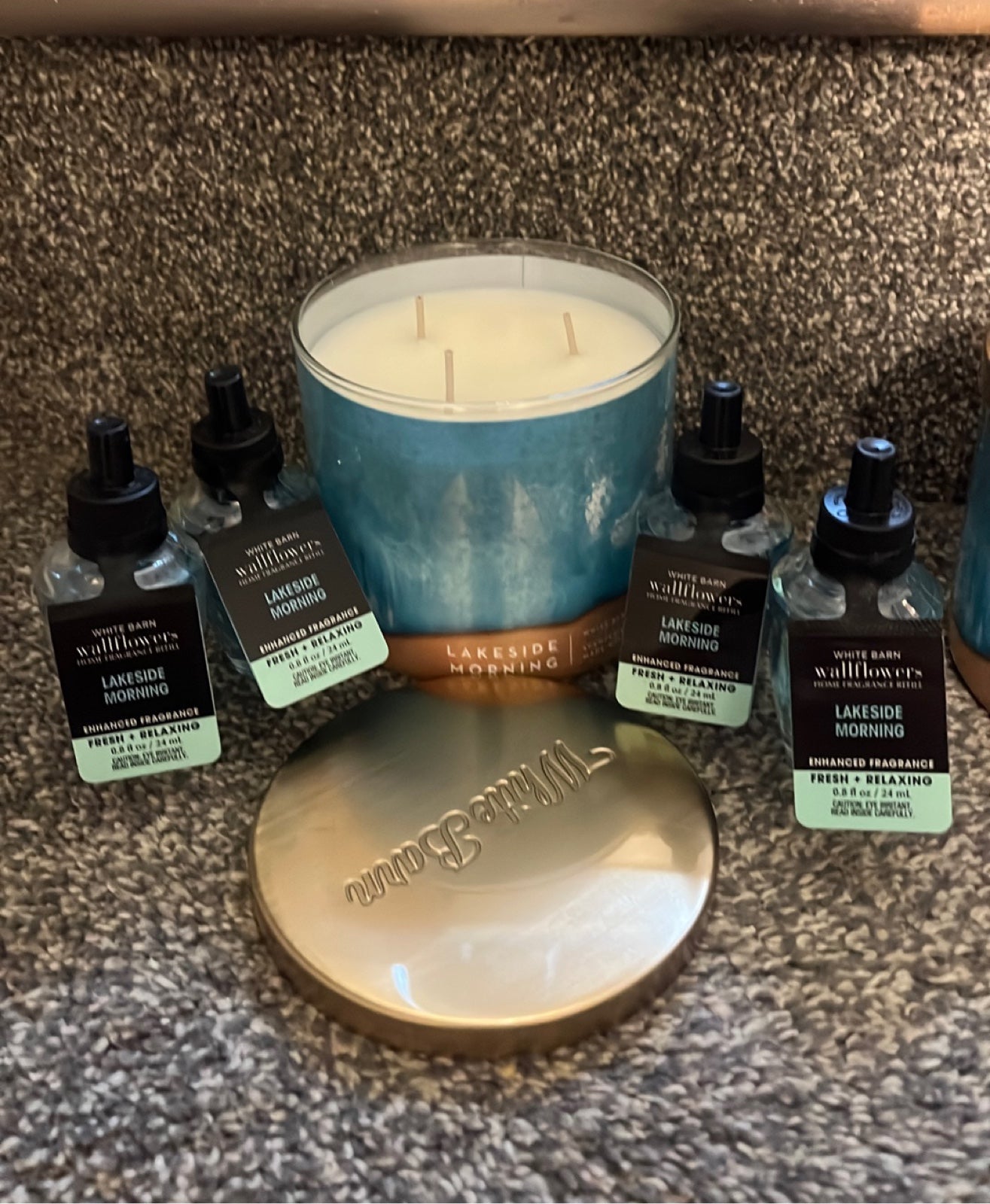 Lakeside morning candles and wallflowers