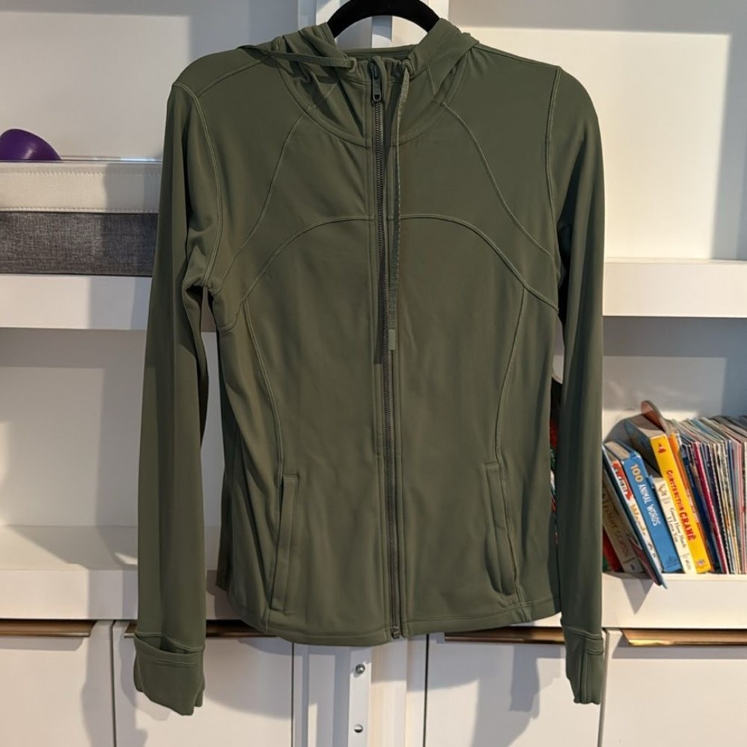 Lululemon Hooded Define Jacket Nulu Sz 10 Green Twill 1094