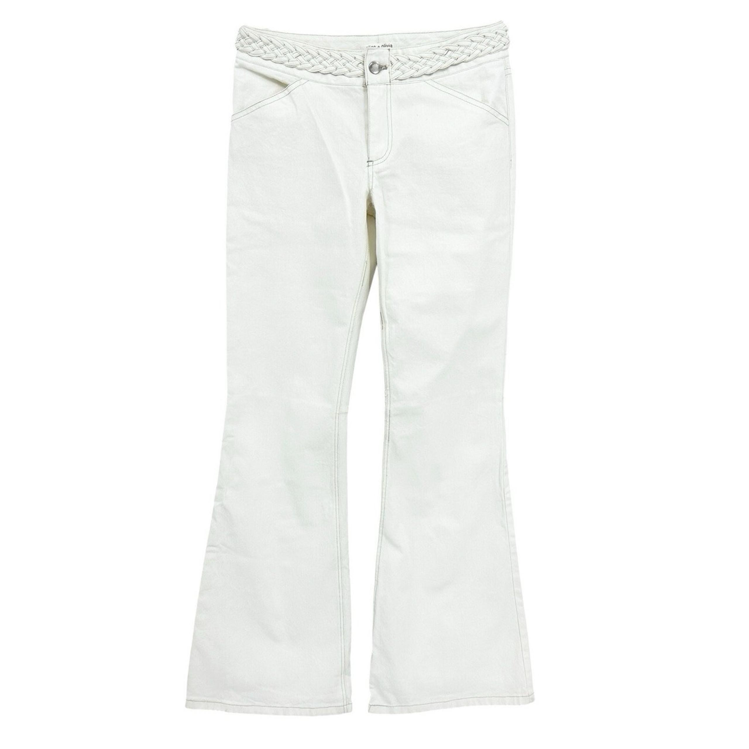 Alice + Olivia white braided low rise flare jeans Size 2