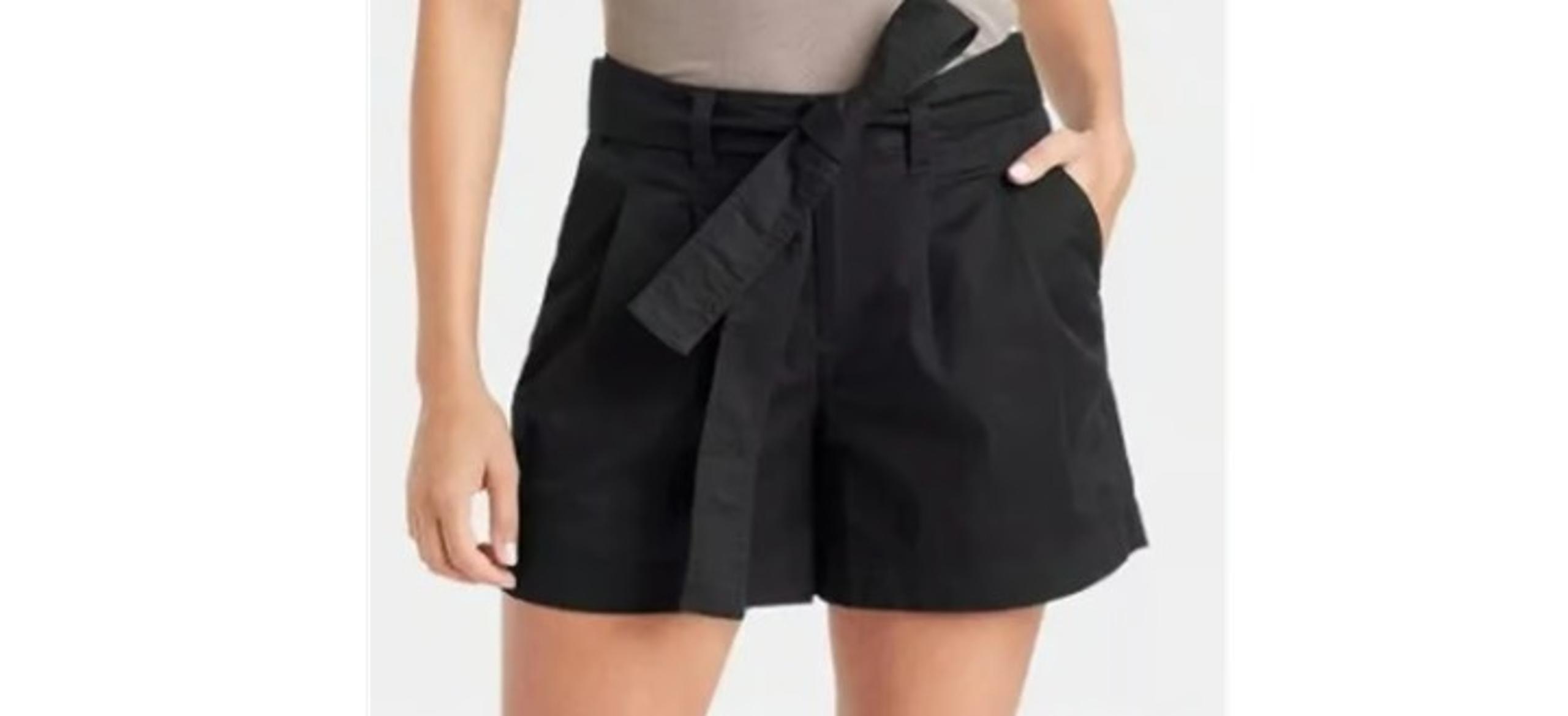 A New Day Women's Size 14 Black High-Rise Pleat Front Tie Belt Shorts