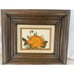 Vintage IMPASTO ART Flower Floral MCM Oil Painting Framed Matted Orange Rose