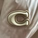 Coach Women's Size L Short Duck Down Puffer Beige Hooded New Logo Jacket Coat