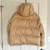 Coach Women's Size L Short Duck Down Puffer Beige Hooded New Logo Jacket Coat
