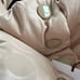 Coach Women's Size L Short Duck Down Puffer Beige Hooded New Logo Jacket Coat