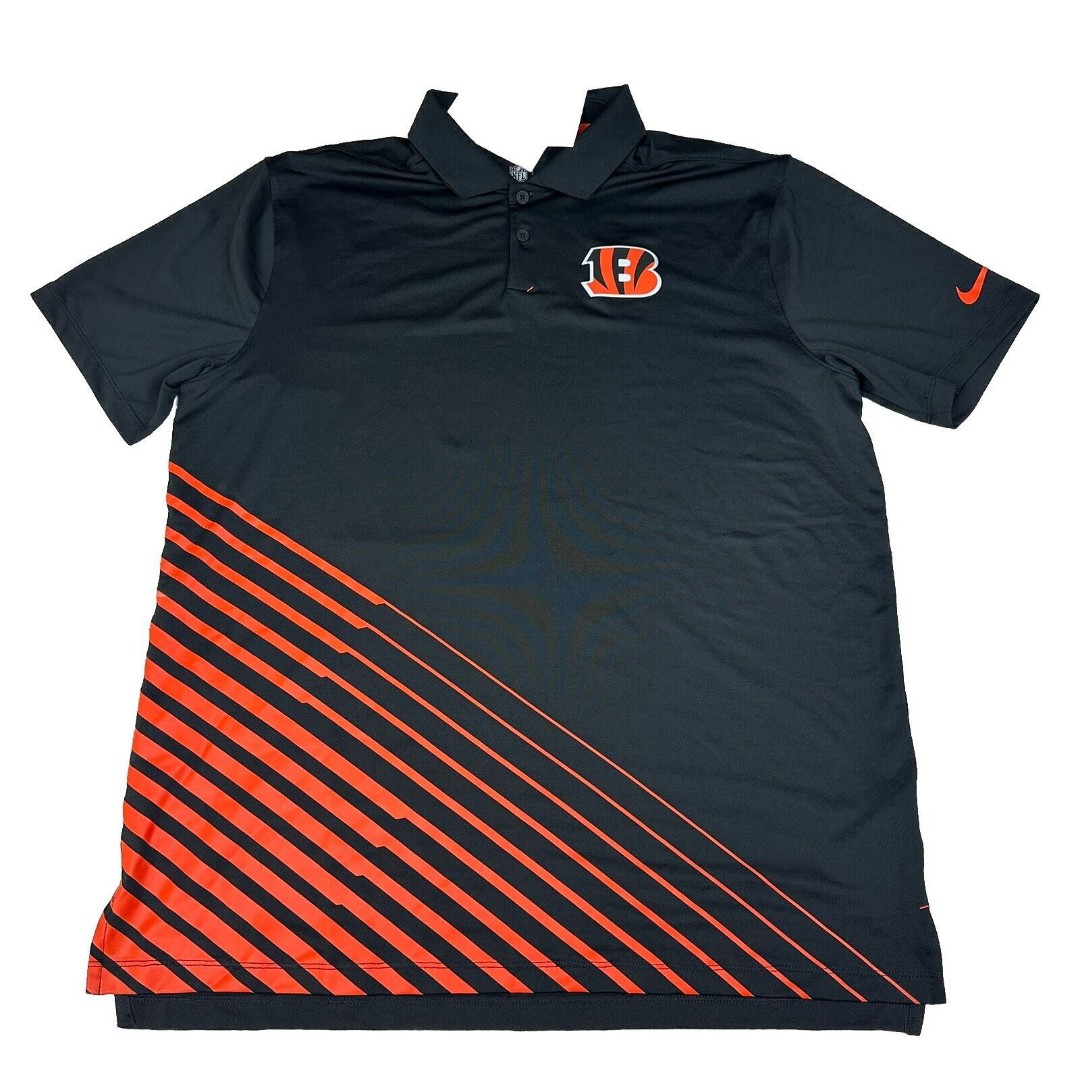 Nike Cincinnati Bengals Men's L Black Vapor Performance Polo Dri Fit Golf NEW