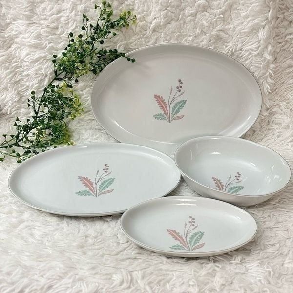 Porzellanfabrik Arzberg Floral Print Germany Set of 4 Porcelain Oval Platters