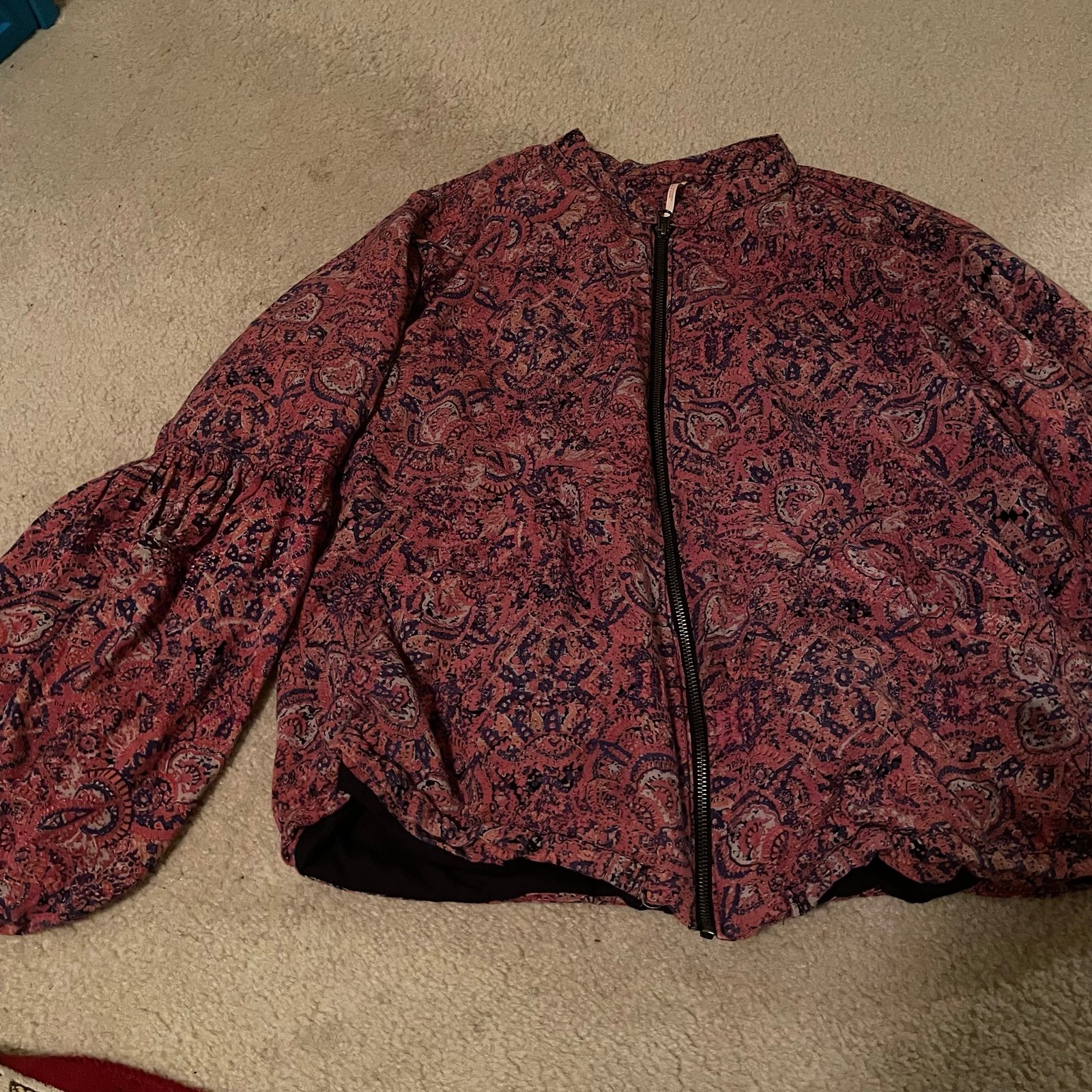Free people zip up lined top sz M