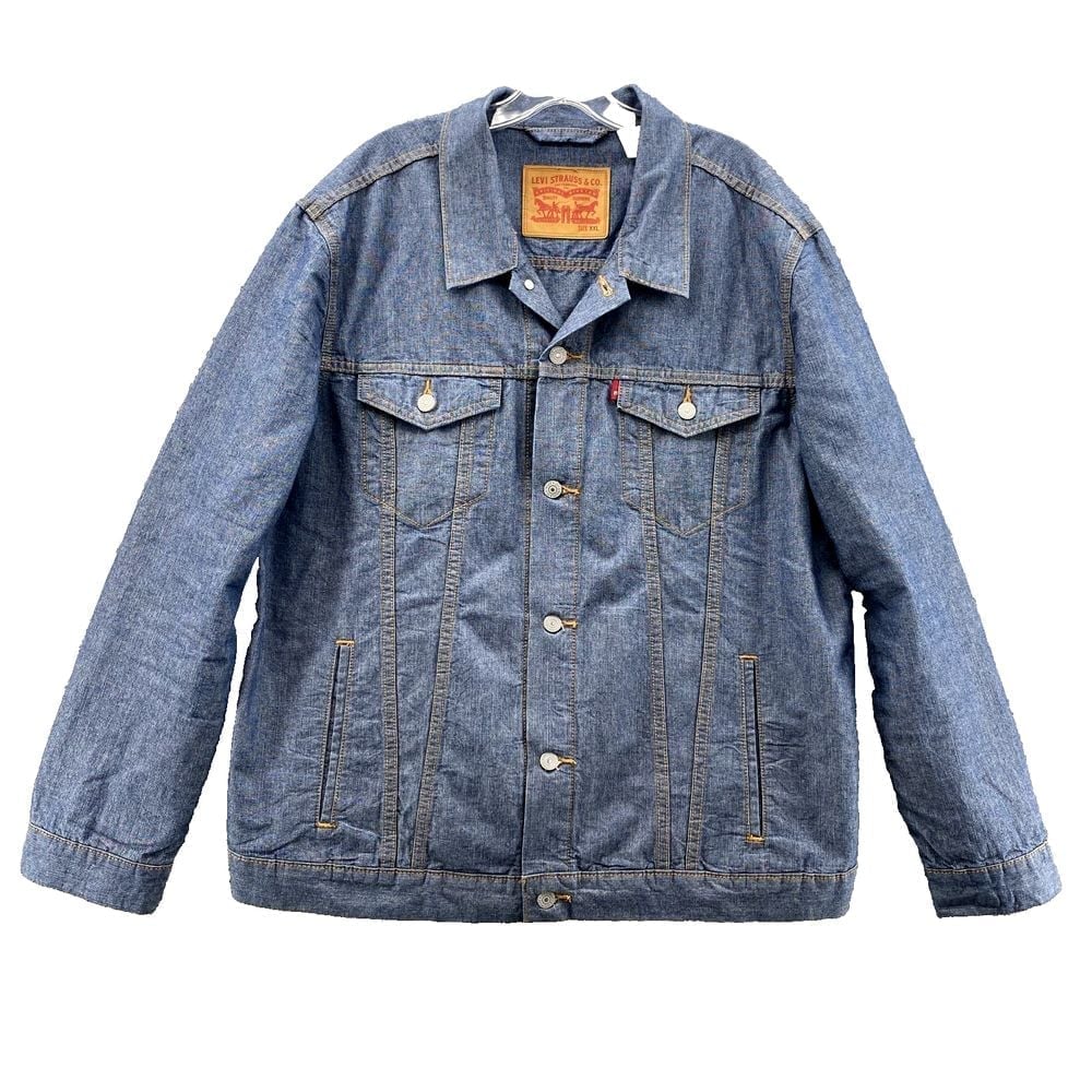 Levi's Trucker Jacket Men XXL Jean Detroit Coat Light Denim Western Workwear 90s