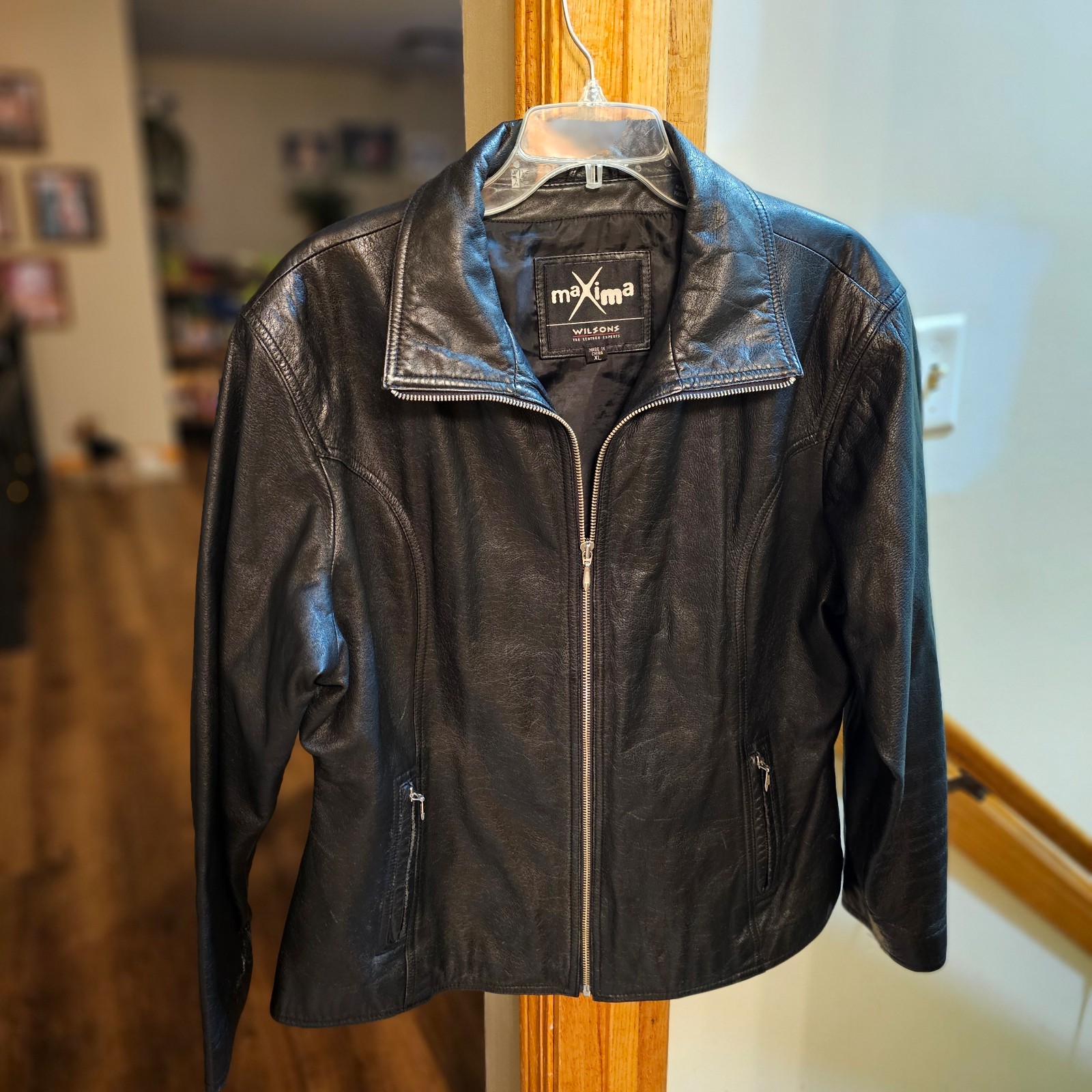 Maxima Black Genuine Leather Jacket Women's Size XL
