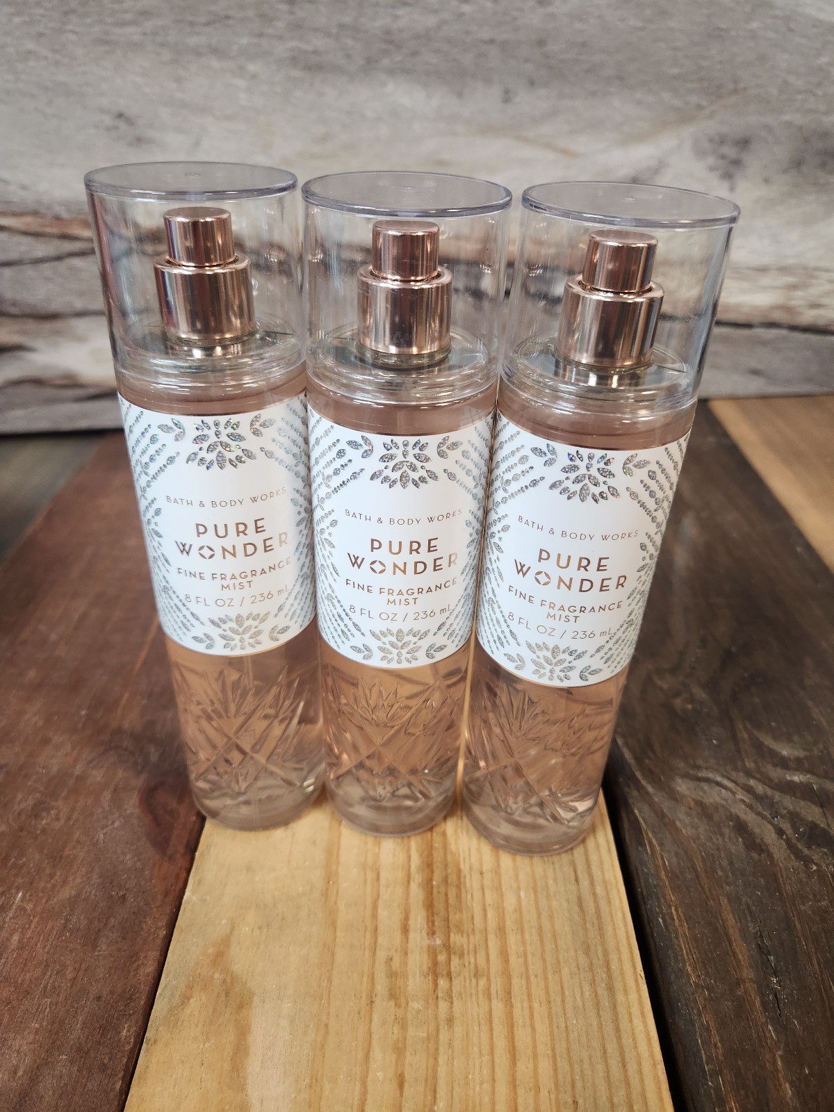3PK Bath & Body Works Pure Wonder Fragrance Body Mist Spray 8oz NEW