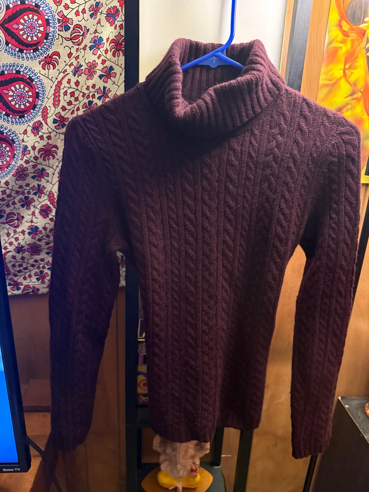 Vintage LRL -Sm Petite Maroon Cashmere, Wool And Rabbit Hair Turtle Neck Sweater