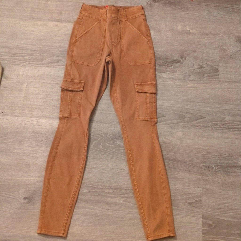 Spanx tan cargo pull on denim pants size XS