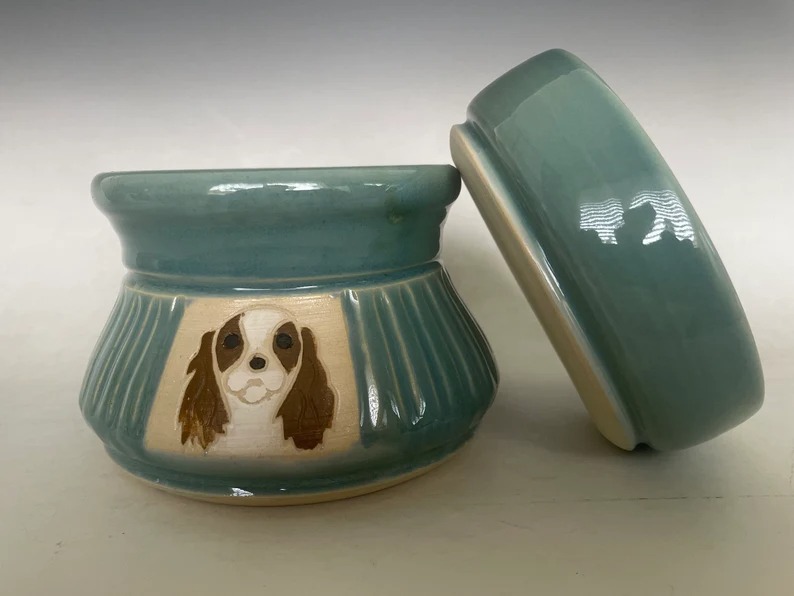 Pet bowl Ceramic dog bowl Cat bowl Food bowl Teddy dog food Golden hair food bow