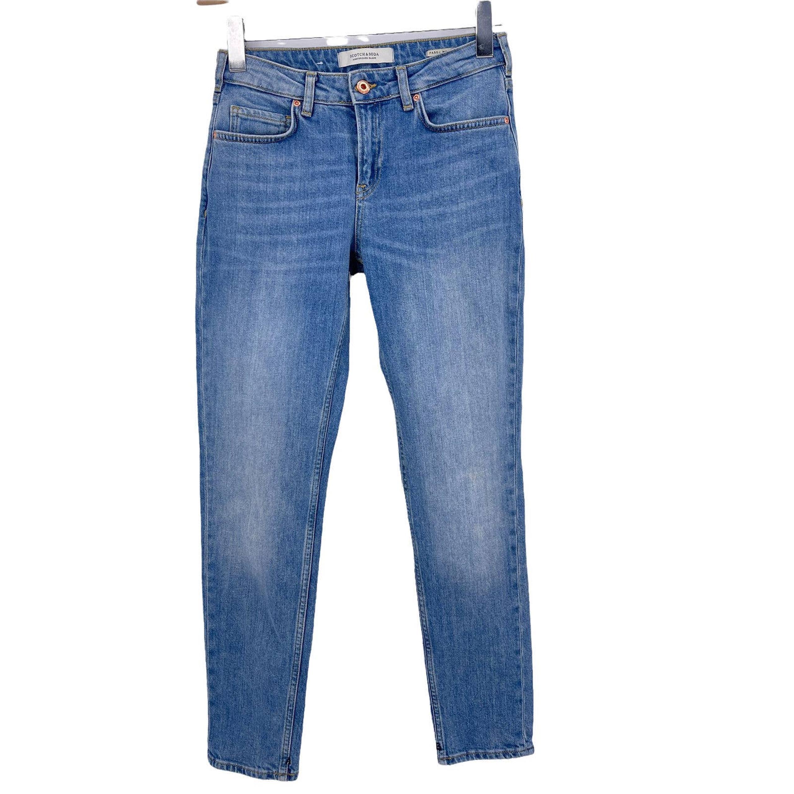Scotch & Soda Womens Blue The Keeper Midrise Slim Fit Straight Denim Jeans Sz 25