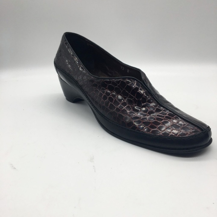 Roberto Capucci Womens Loafer Shoes Brown Crocodile Embossed Leather Slip On 10B