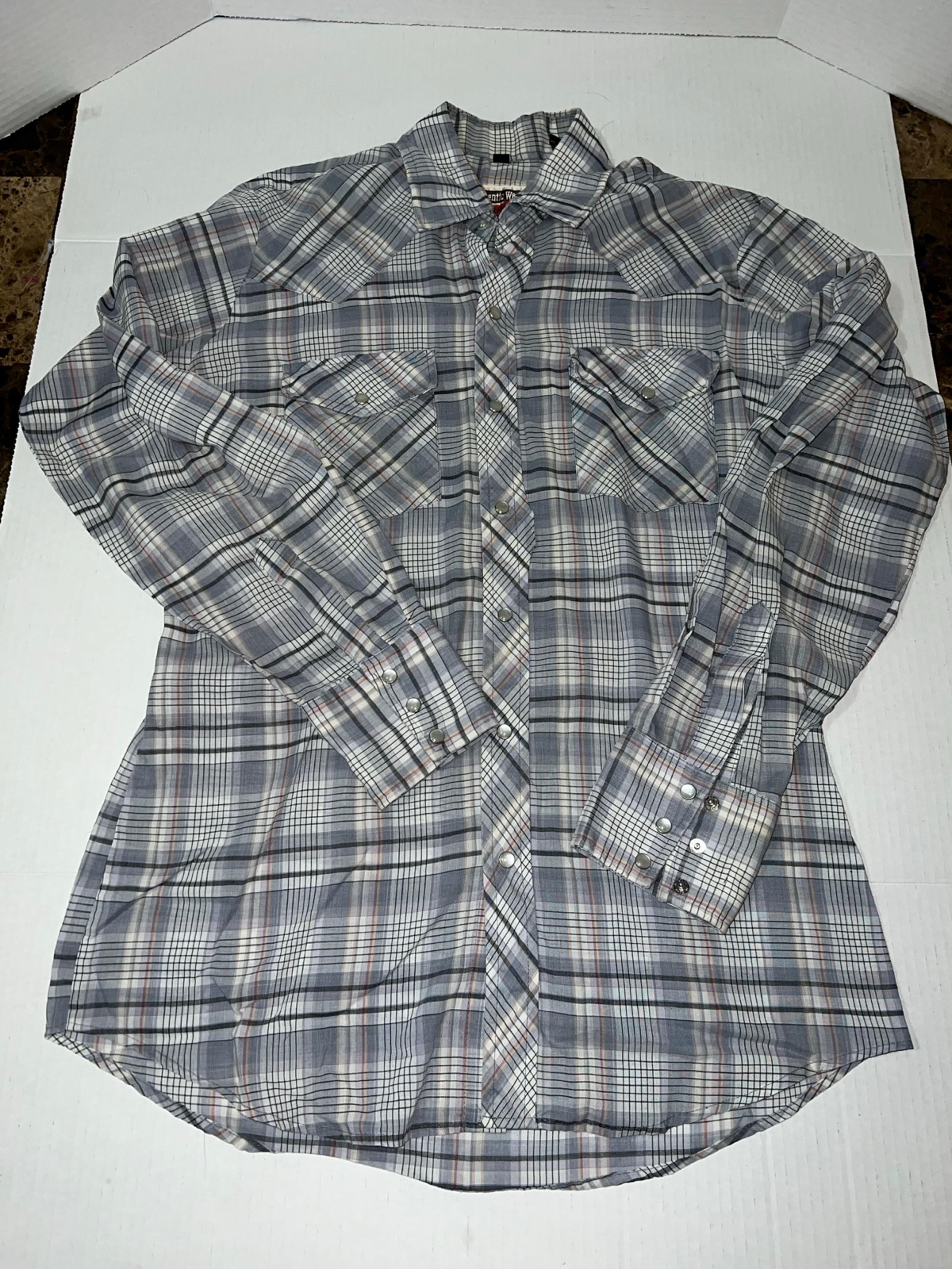 Vintage Authentic Western Youngbloods Shirt Medium Plaid Pearl Snap Cowboy Thin