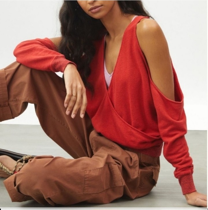 Anthropologie x Philanthropy red Ventura sweatshirt, size small NWT