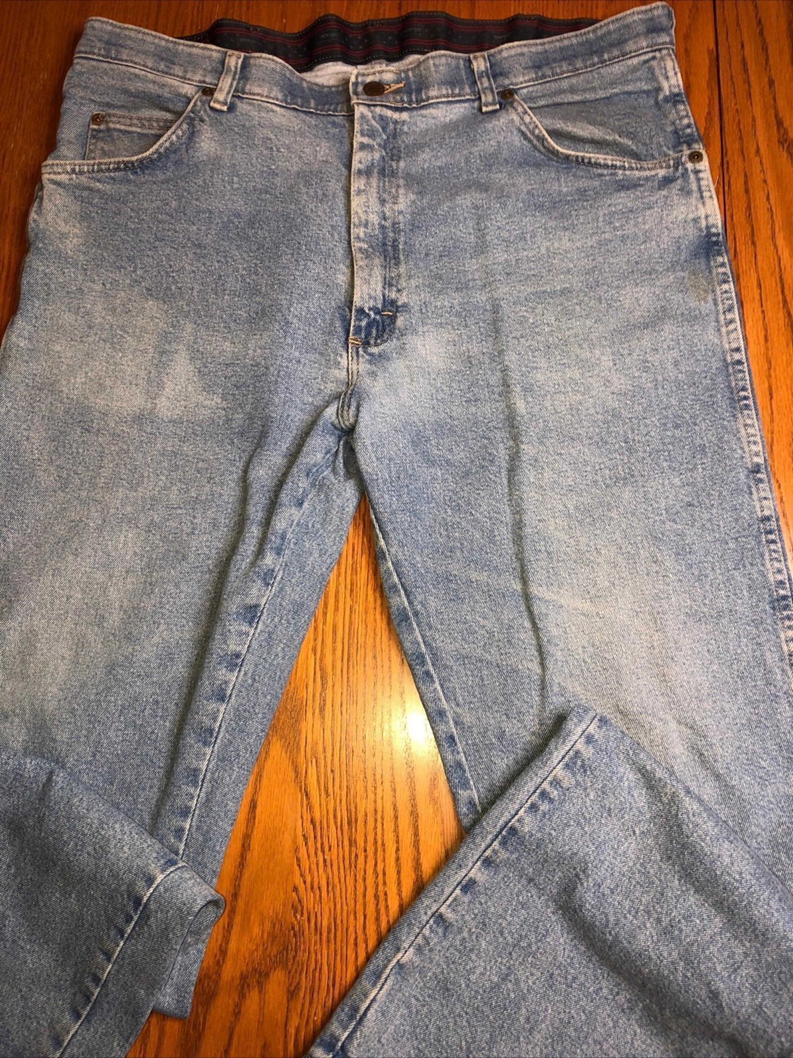 Vintage Wrangler Jeans Mens 38 X 29 Regular Fit Light Blue Cotton Blend