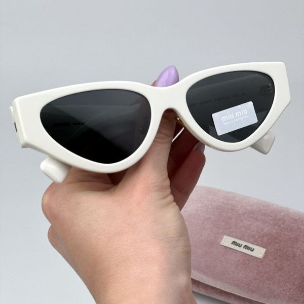 Miu Miu MU03ZS 1425S0 BRAND NEW Sunglasses White Dark Gray Cat Eye Women