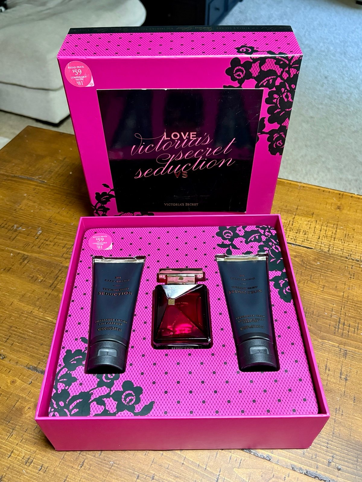 Victoria's Secret SEDUCTION DARK ORCHID 1.7oz EDP Perfume/ 3.4 Lotion & Wash Set