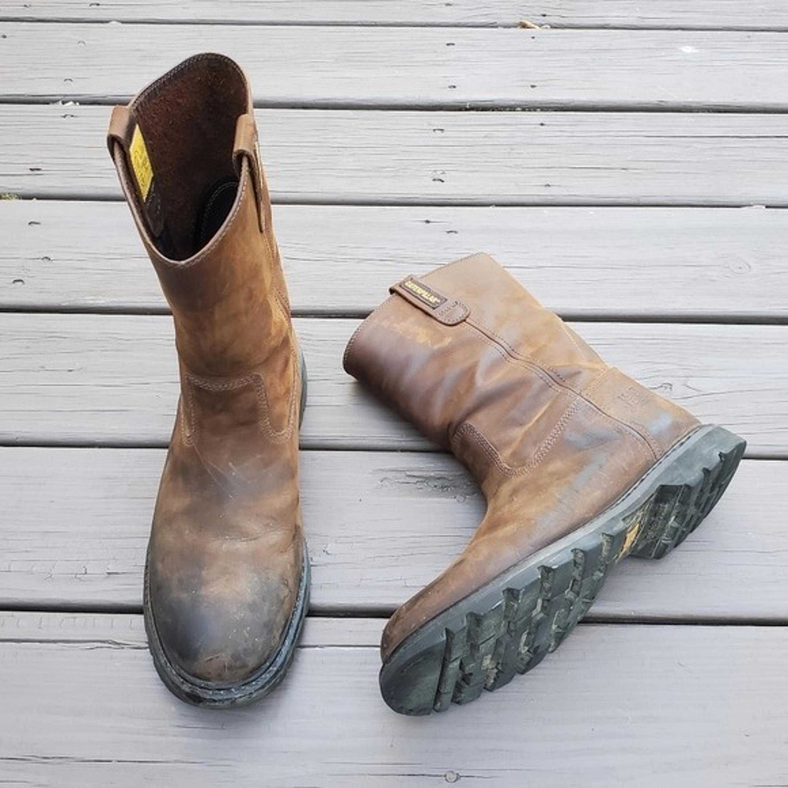 CAT Caterpillar Revolver Brown Oiled Leather Distressed Work Boots 13 WIDE