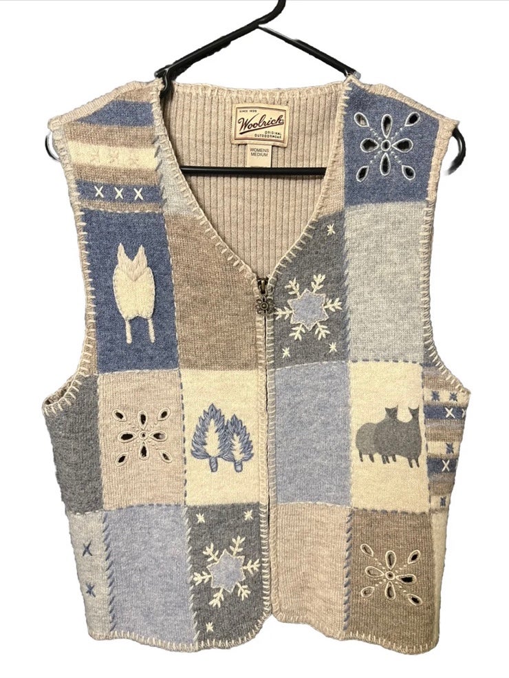 Vintage Woolrich vest sweater winter holiday theme