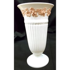 Wedgwood pink embossed GRAPEVINE GRAPE on cream TRUMPET VASE 8.75 hi England