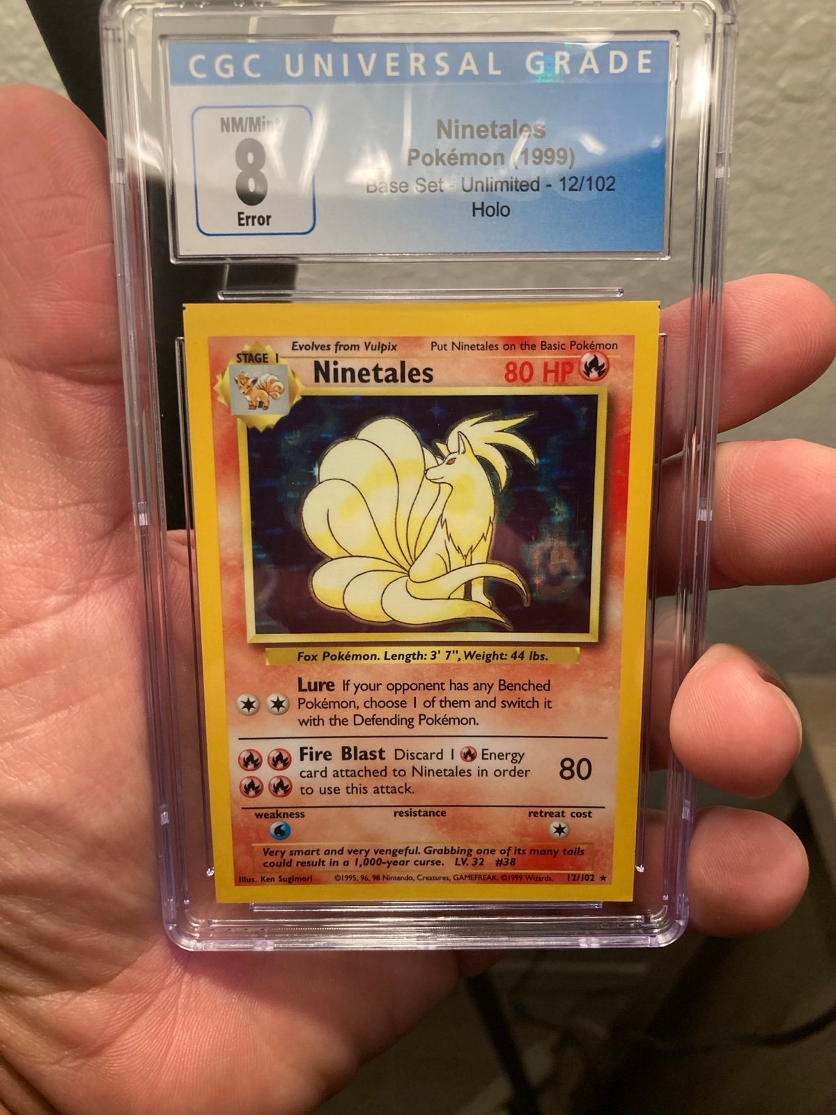 ERROR 1999 Base Set Ninetails 12/102 Holo Square Cut Factory RARE
