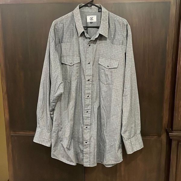 Corral West Ranch Wear Gray Pearl Snap Shirt 2XL Tall
