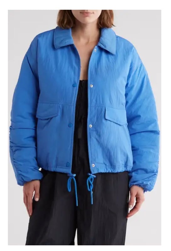 NWT Free People Off the Bleachers Coaches Jacket in Sapphire