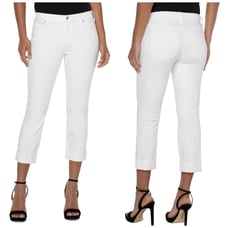 Liverpool Women's Petite Charlie Crop Wide Rolled Cuff in Bone White