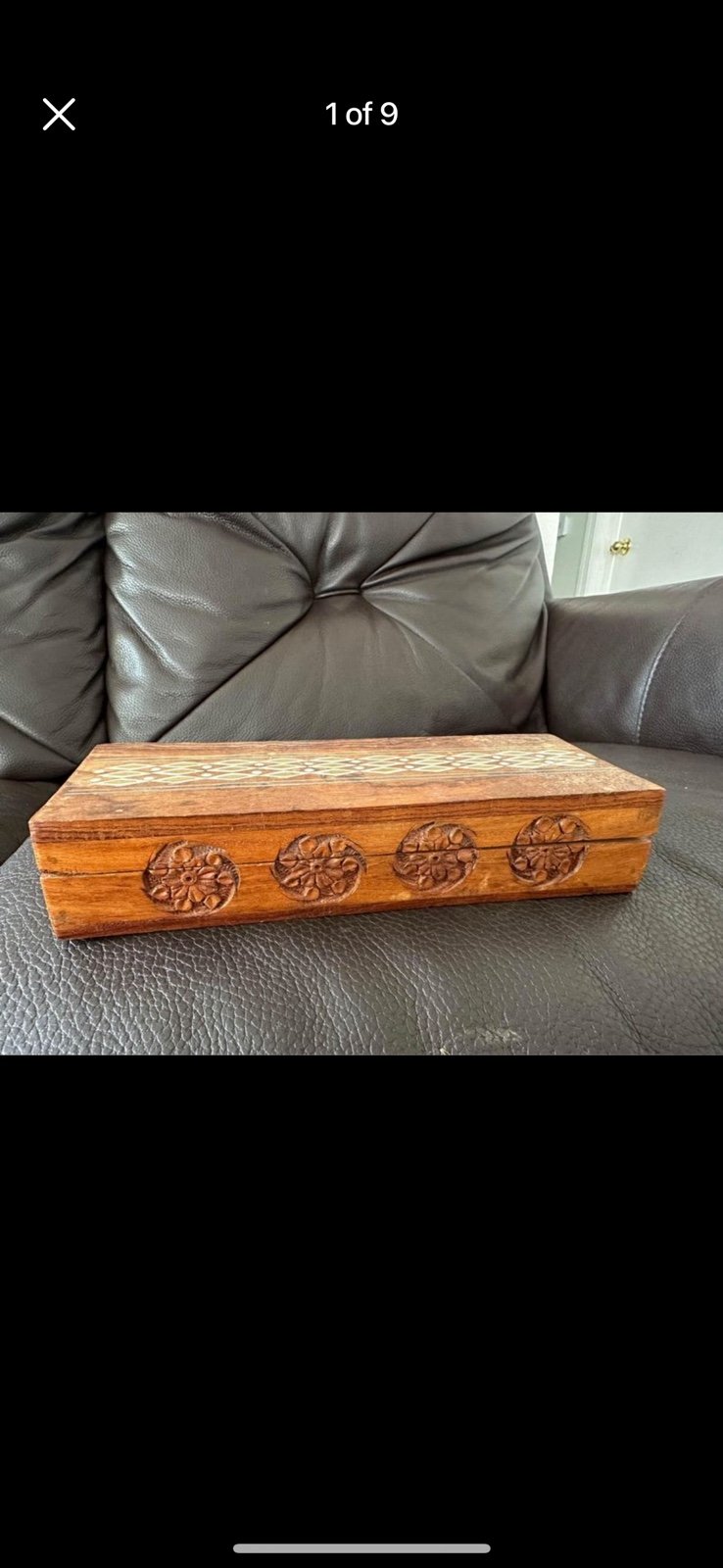 Vintage Hand Carved Brass Pieces Wooden Box Decor And Storage Jewelry Box
