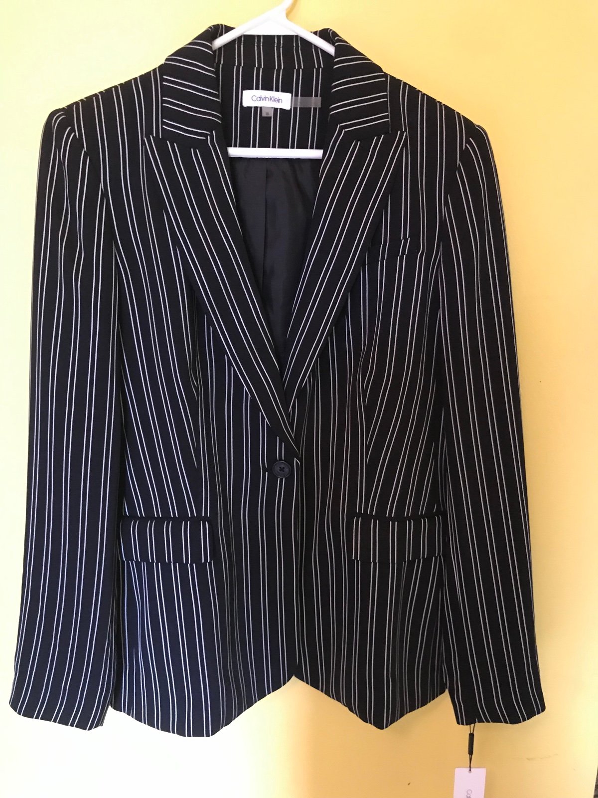Calvin Klein Blazer..New with Tags..Size:16 Color: Black/White Stripe